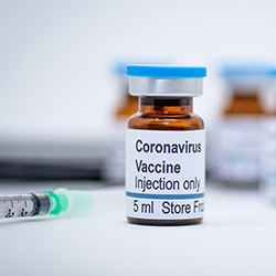 Medical vial labeled coronavirus vaccine, injection only, 5 ml