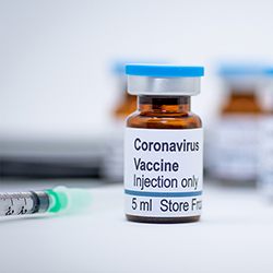 Medical vial labeled coronavirus vaccine, injection only, 5 ml